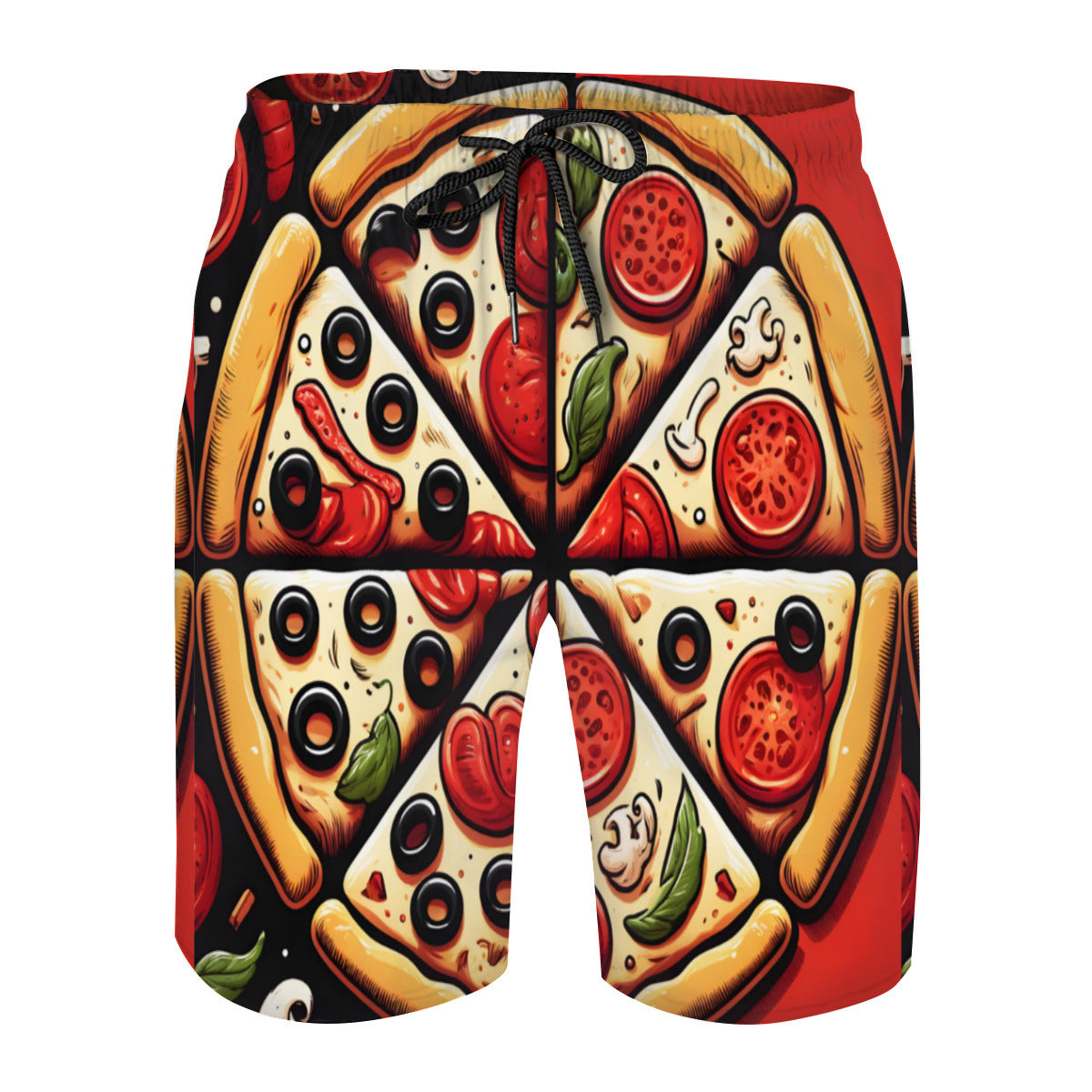 Pizza Men's Beach Shorts (Not Mesh Lined) | Polyester