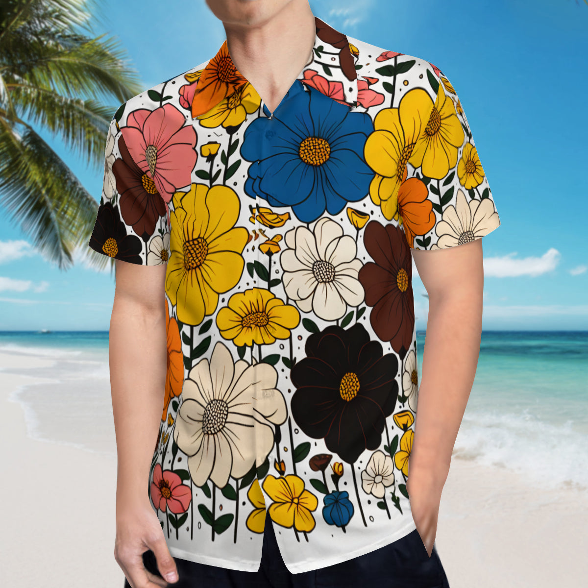 Metallic Leaf Art  Short Sleeves Men's Shirt