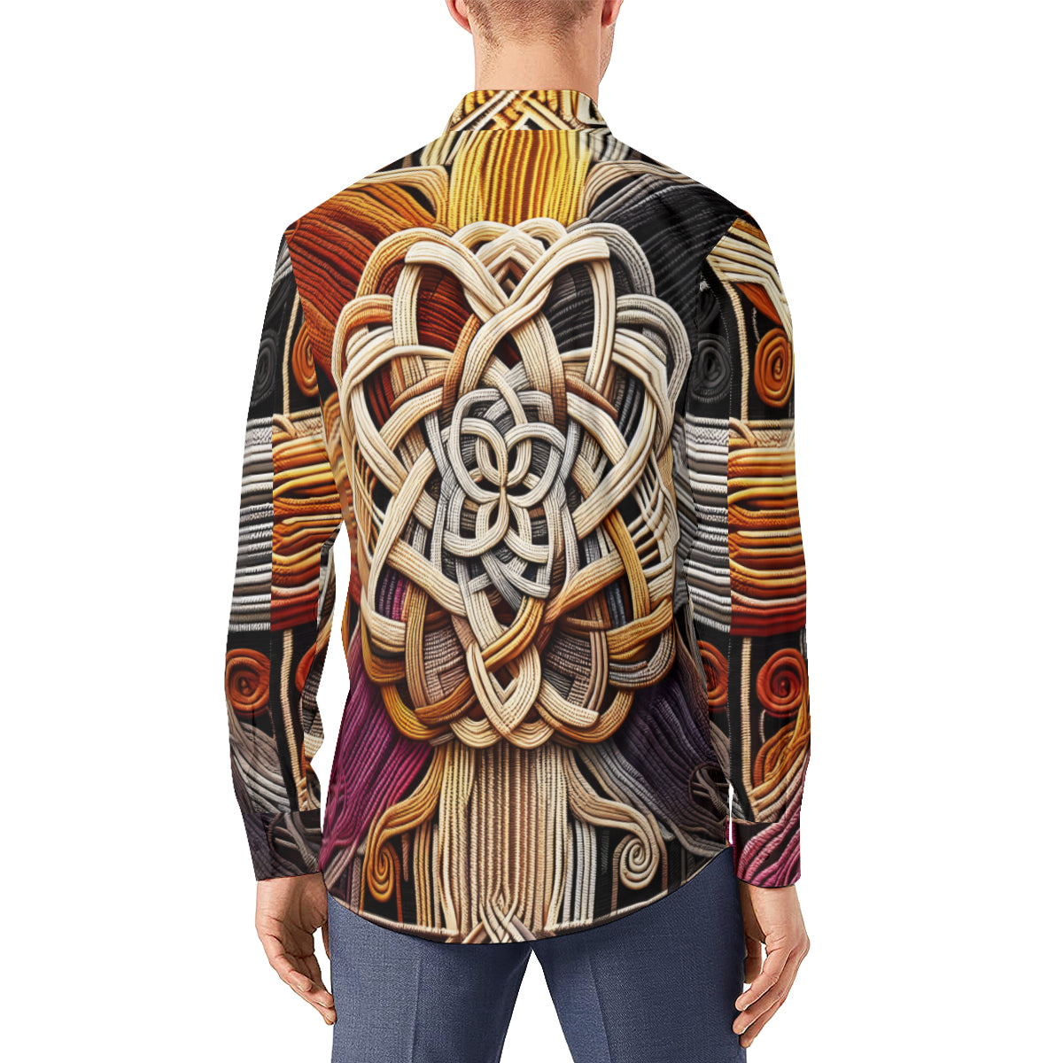 Interwoven Thread Design Men's Classic Long-Sleeved Shirt | Polyester