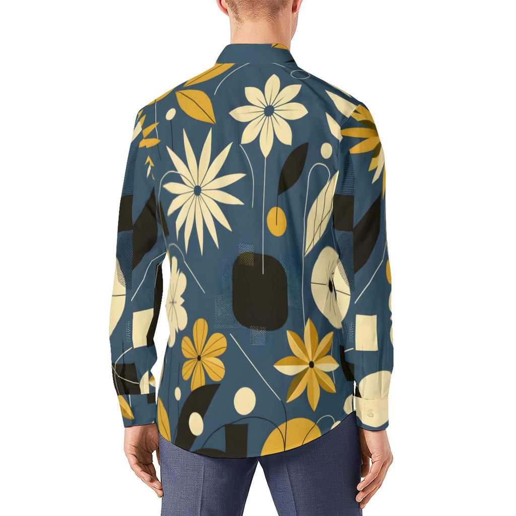 Floral Men's Classic Long-Sleeved Shirt | Polyester