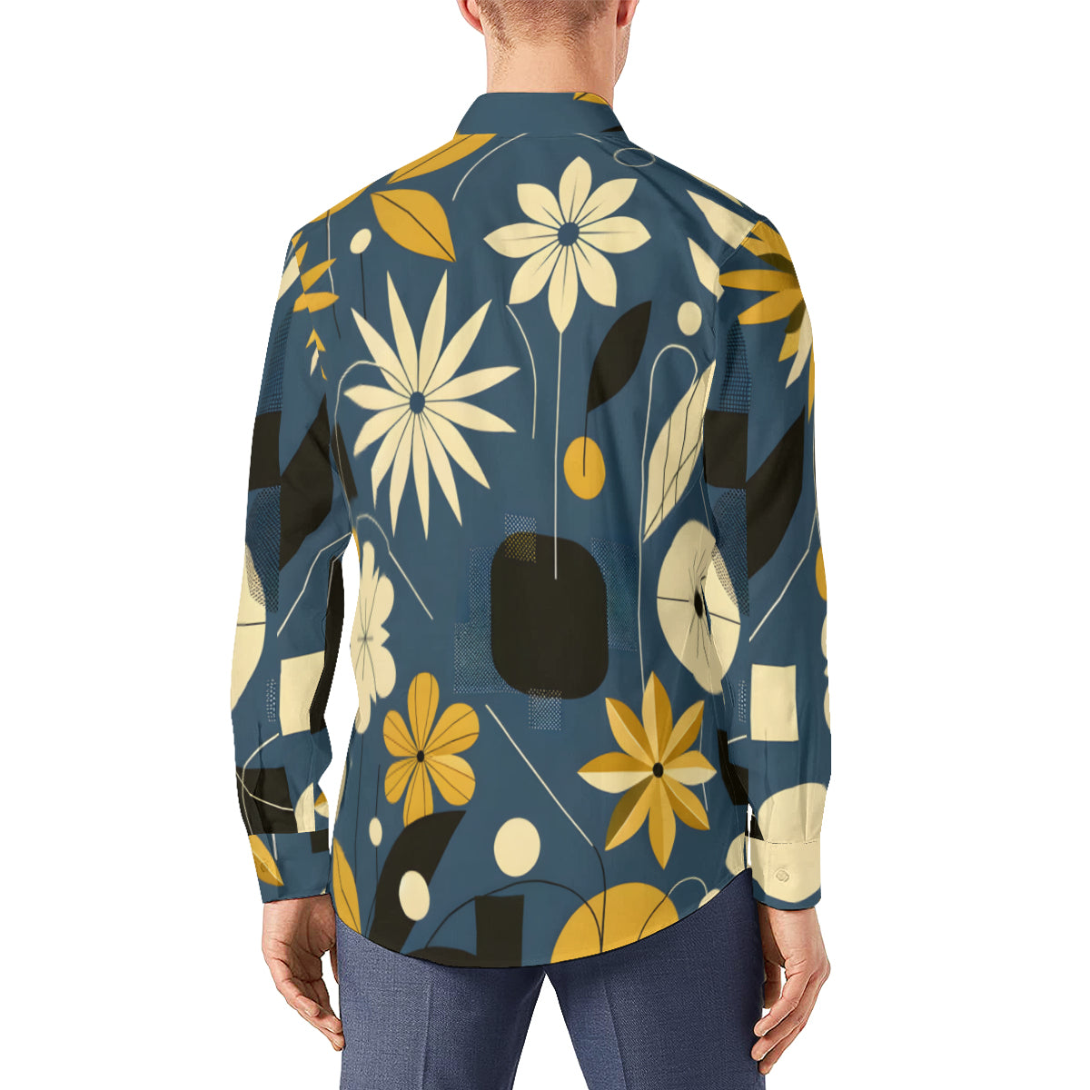 Floral Men's Classic Long-Sleeved Shirt | Polyester