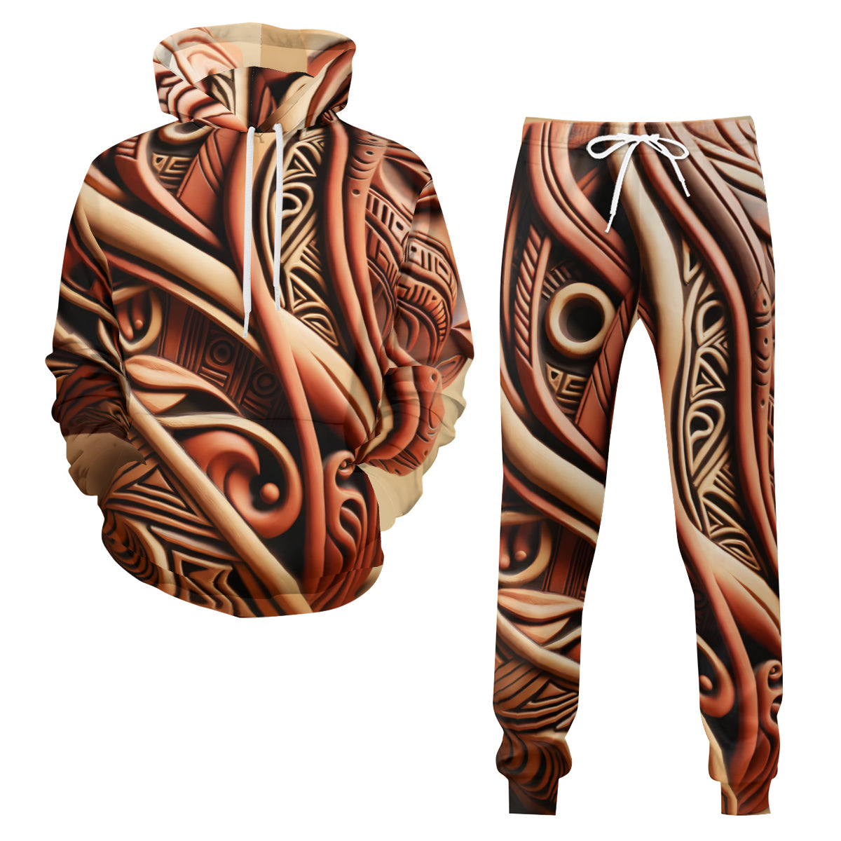 Terracota Scuplture Men's Adult Hoodie Set (Double-Layer Hood) | Health Fabric
