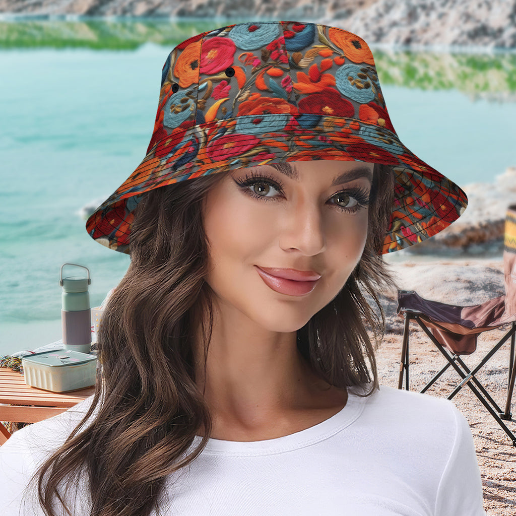 Abstract Thread Double-Sided Unisex Polyester Bucket Hat