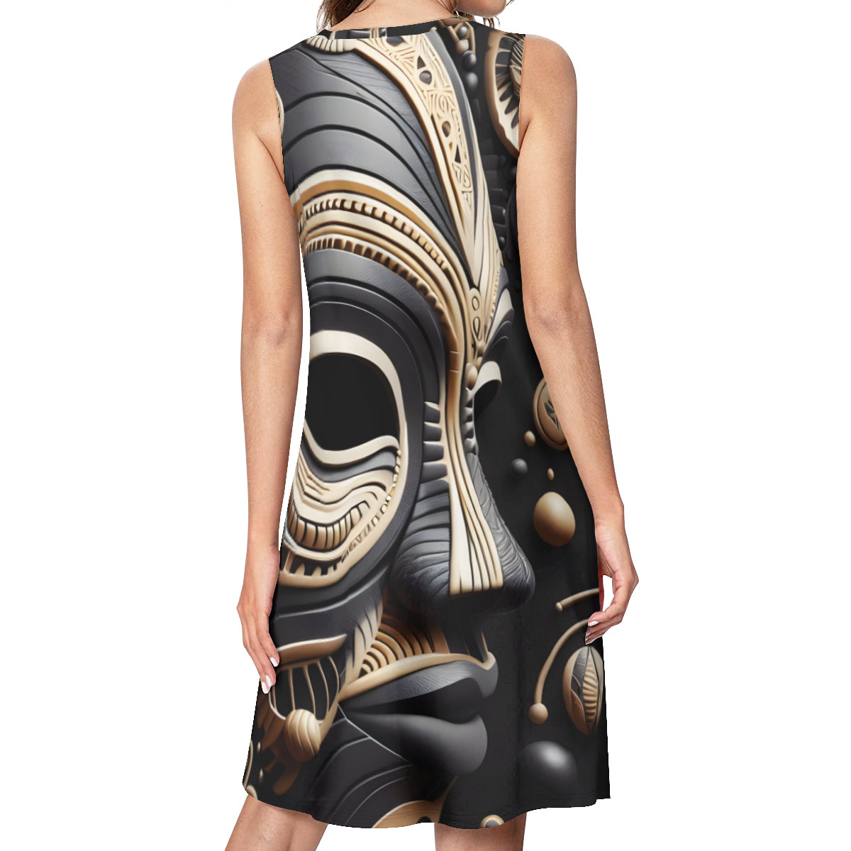 African Mask Women's Casual Dress | Polyester