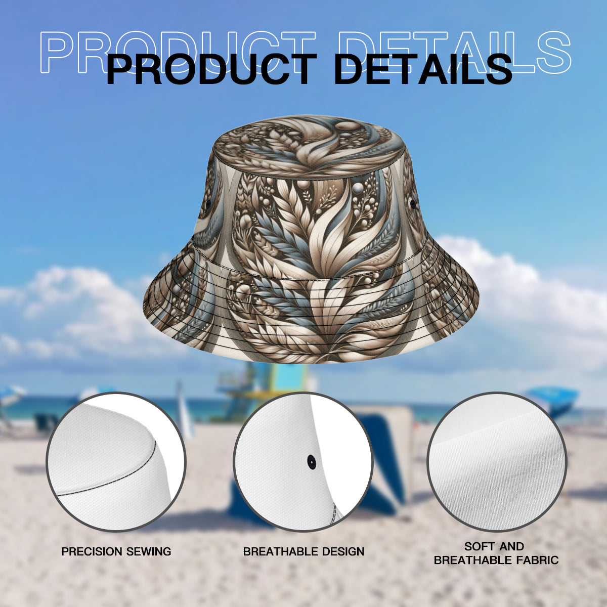 Abstract Floral Double-Sided Unisex Polyester Bucket Hat