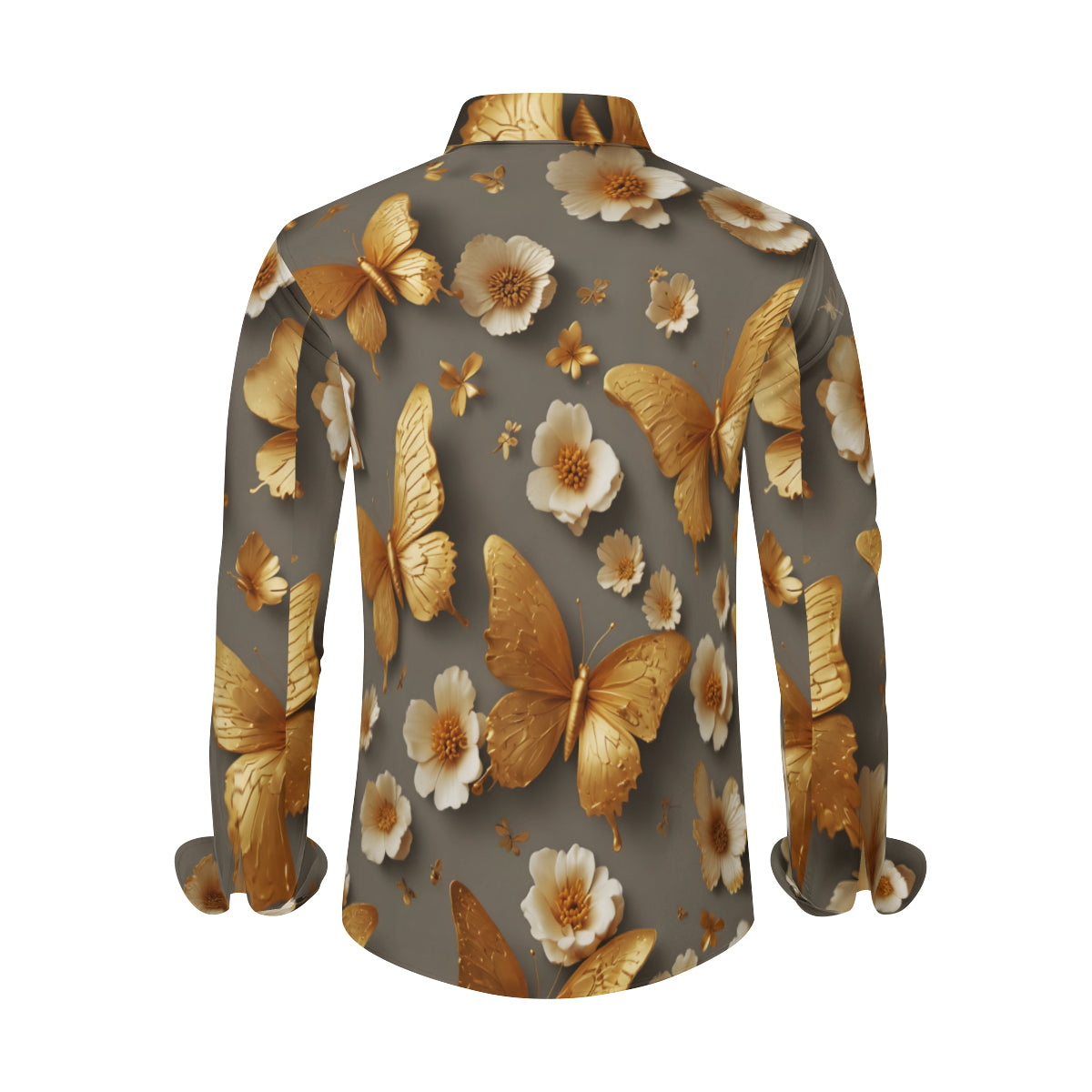 Golden Butterfly Men's Classic Long-Sleeved Shirt | Polyester