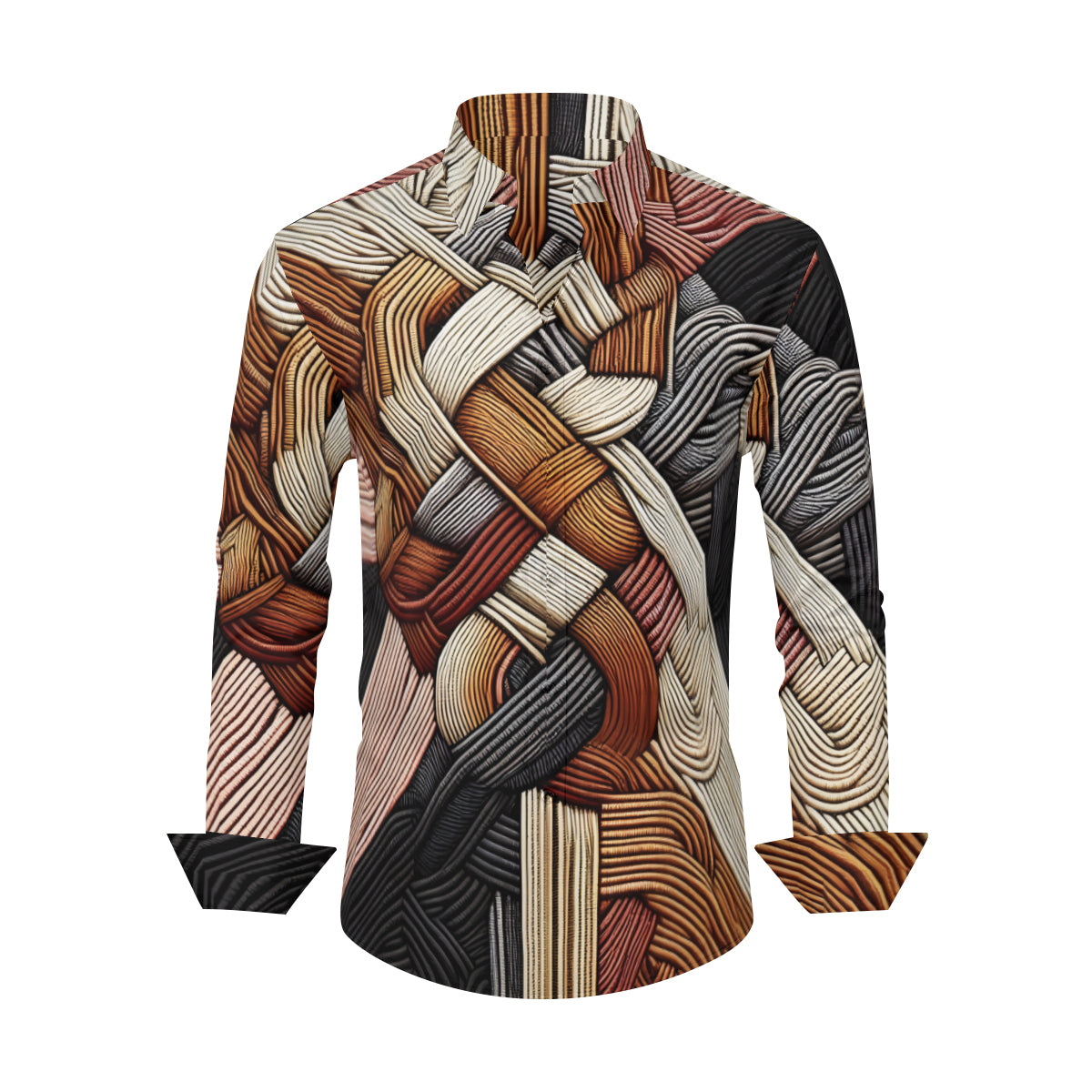 Interwoven Thread Design Long Sleeves Men's Shirt