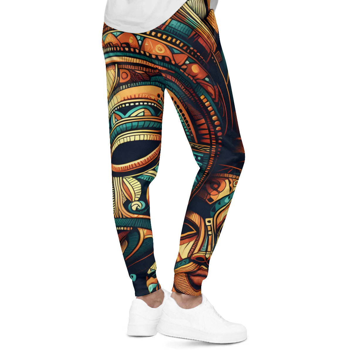 Abstract African Motifs Men's Adult Hoodie Set (Double-Layer Hood) | Health Fabric