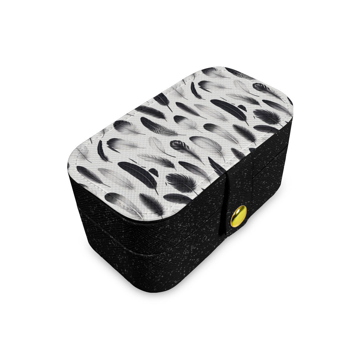 Black And White Feathers Personalized Portable Jewelry Box