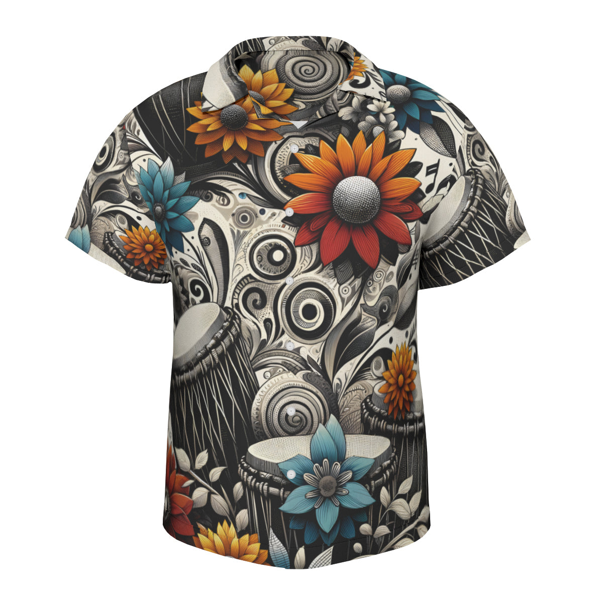 African Drums Floral Short Sleeves Men's Shirt