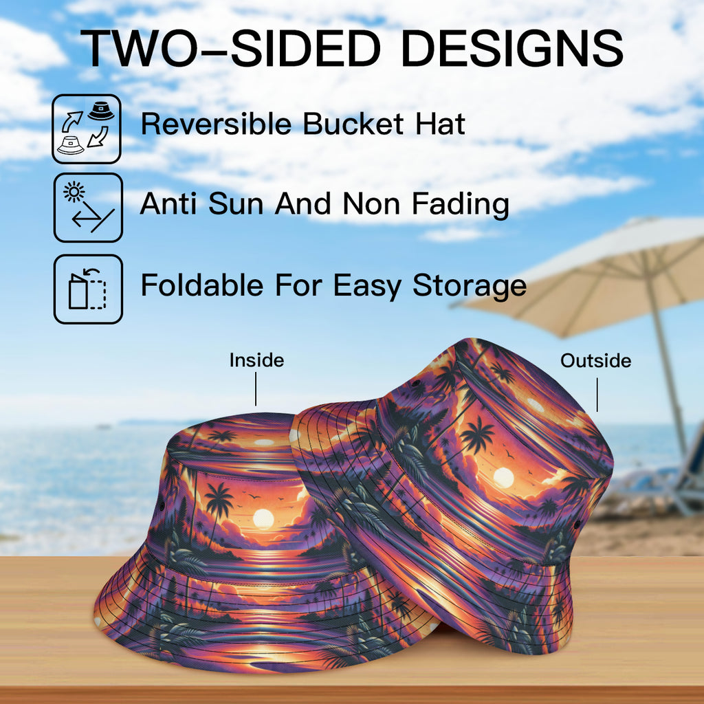 Sunset Double-Sided Unisex Polyester Bucket Hat