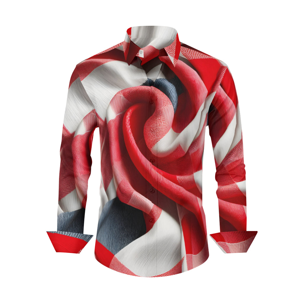 Red And White Gingham Checks Short Sleeves Men's Shirt