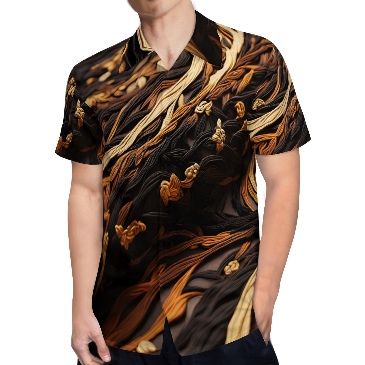 Interwoven Thread Design Short Sleeves Men's Shirt