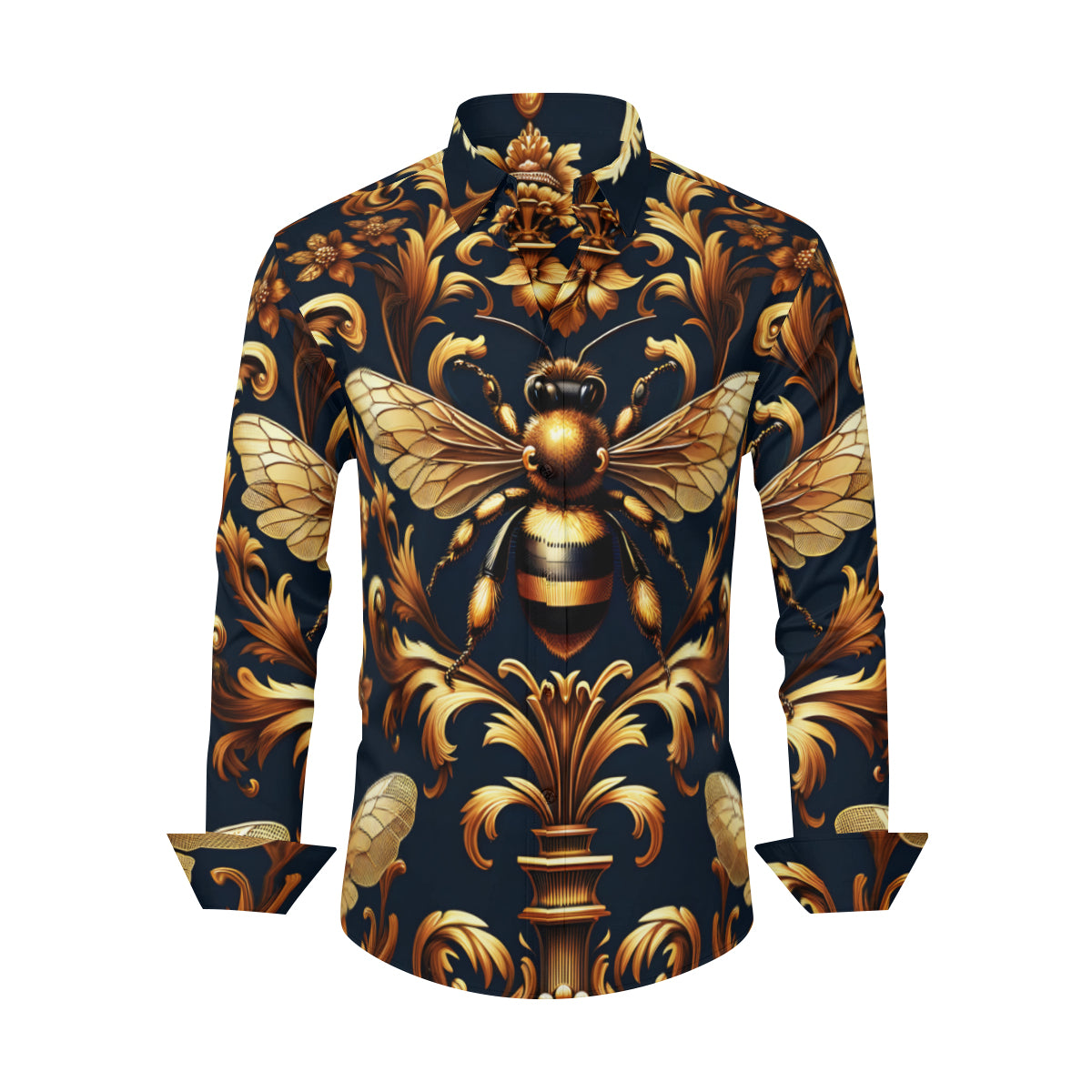 Golden Bees Long Sleeves Men's Shirt