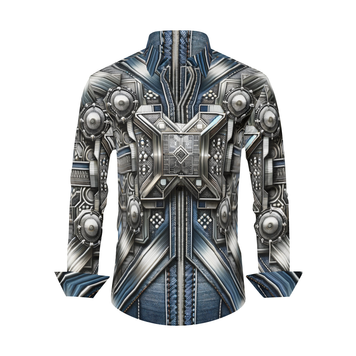 Metallic Denim Long Sleeves Men's Shirt