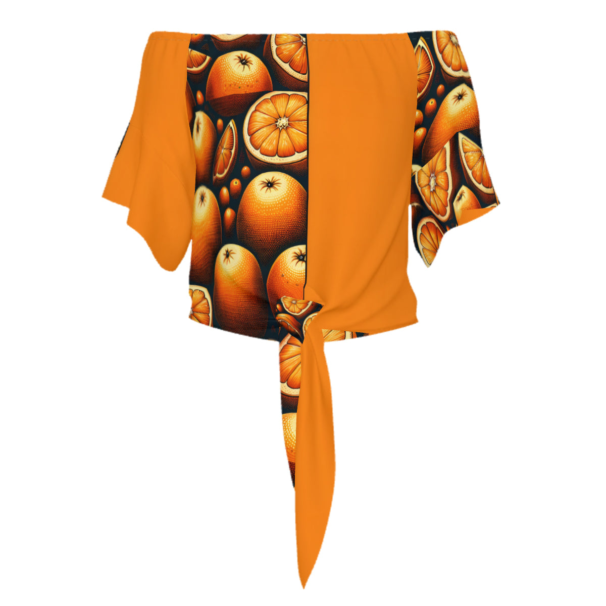 Orange One-Shoulder Tie Short Sleeves