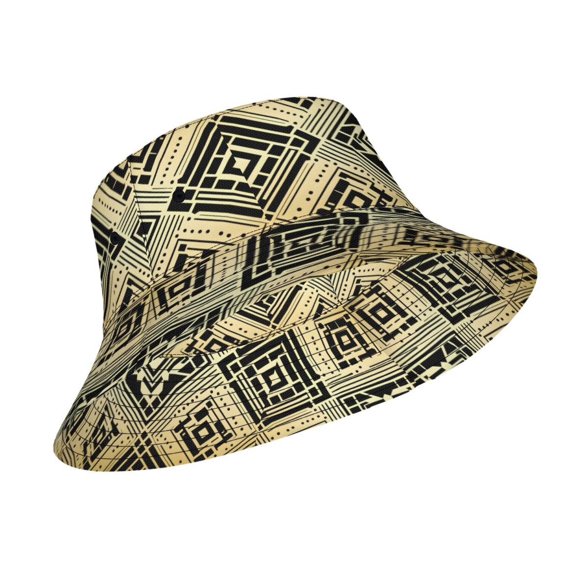 Golden Geometric Shapes Double-Sided Unisex Polyester Bucket Hat