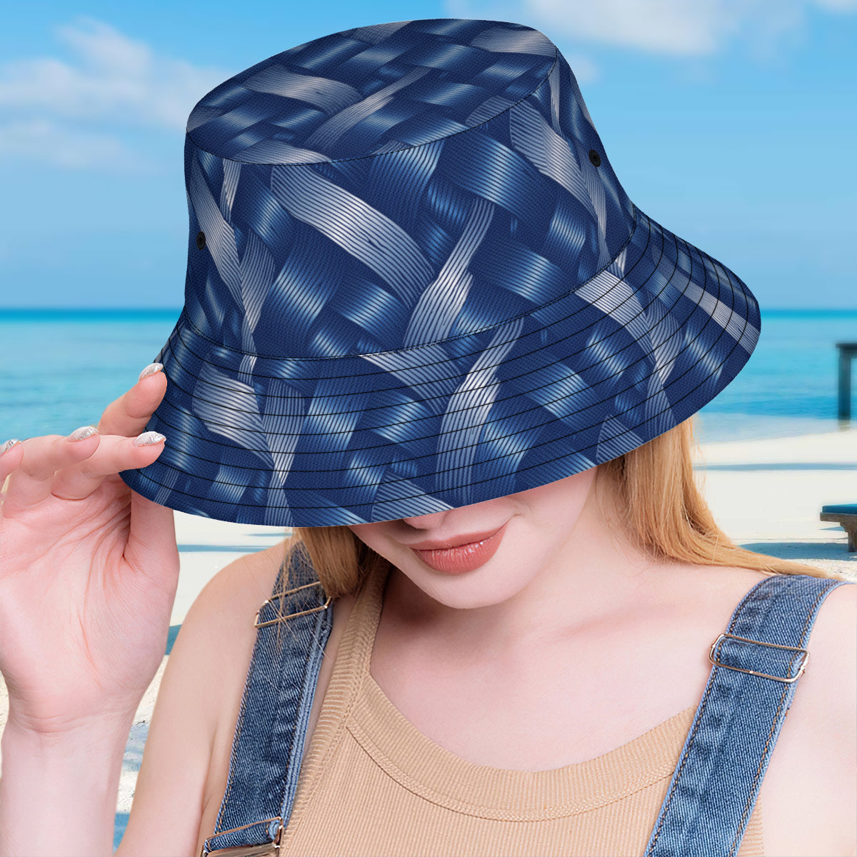 Abstract Denim Double-Sided Unisex Polyester Bucket Hat