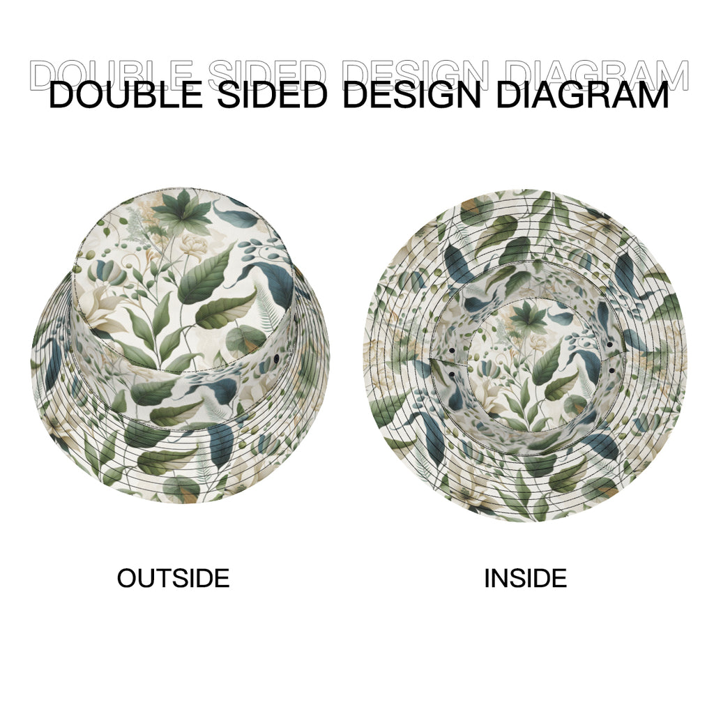 Minimalistic Floral Double-Sided Unisex Polyester Bucket Hat