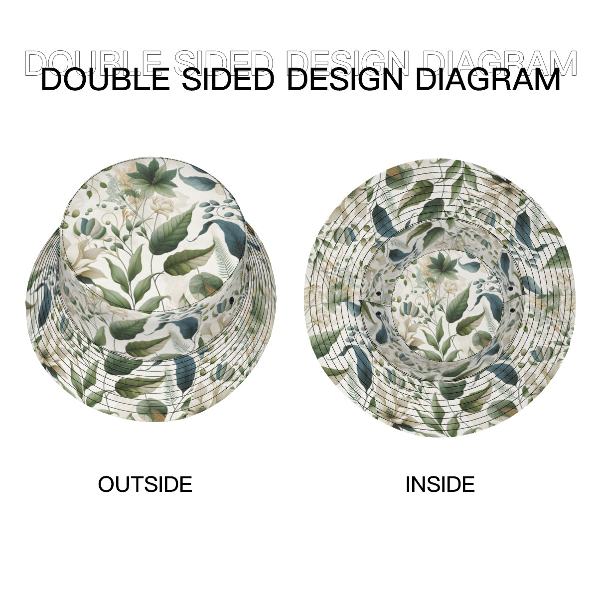 Minimalistic Floral Double-Sided Unisex Polyester Bucket Hat