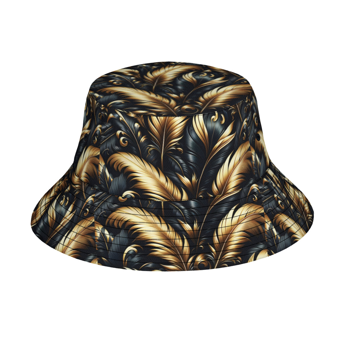 Golden Feathers Double-Sided Unisex Polyester Bucket Hat