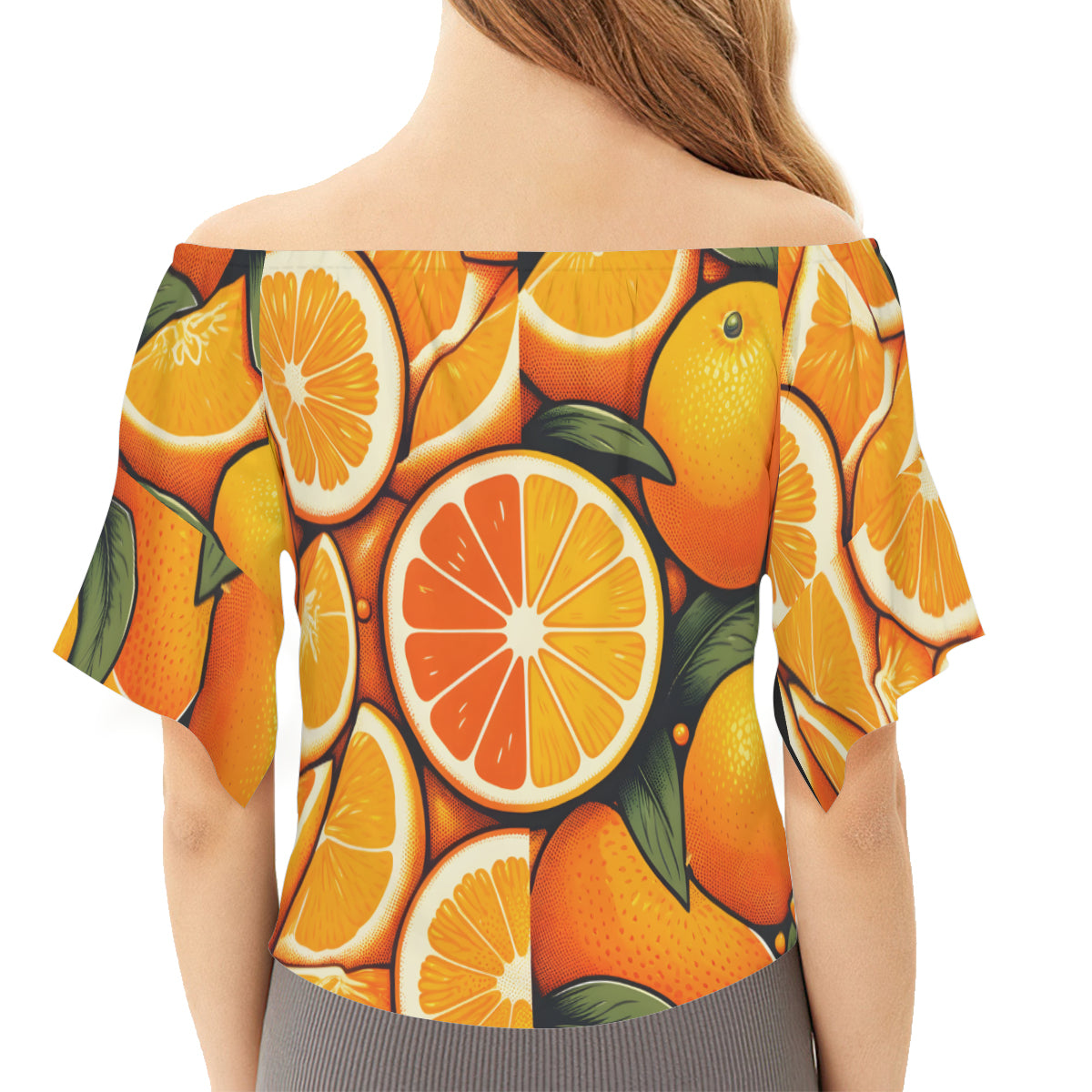 Orange One-Shoulder Tie Short Sleeves