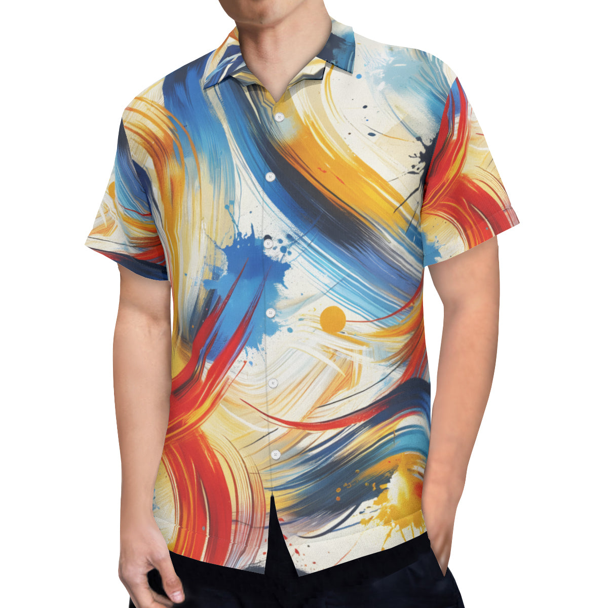 Brush Strokes Short Sleeves Men's Shirt