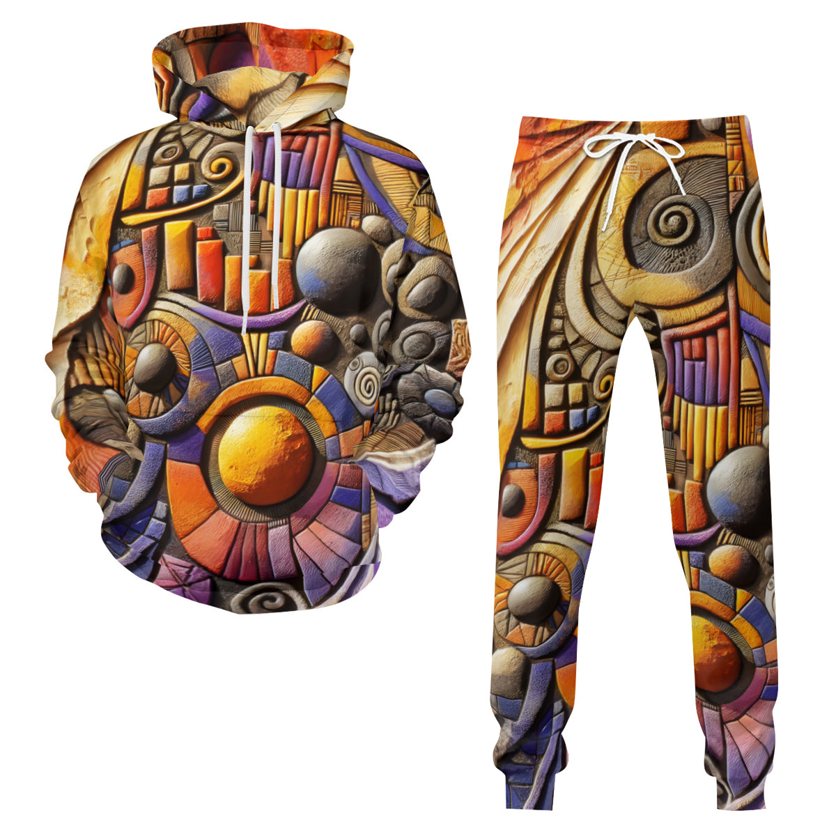 Textured Abstract Men's Adult Hoodie Set (Double-Layer Hood) | Health Fabric