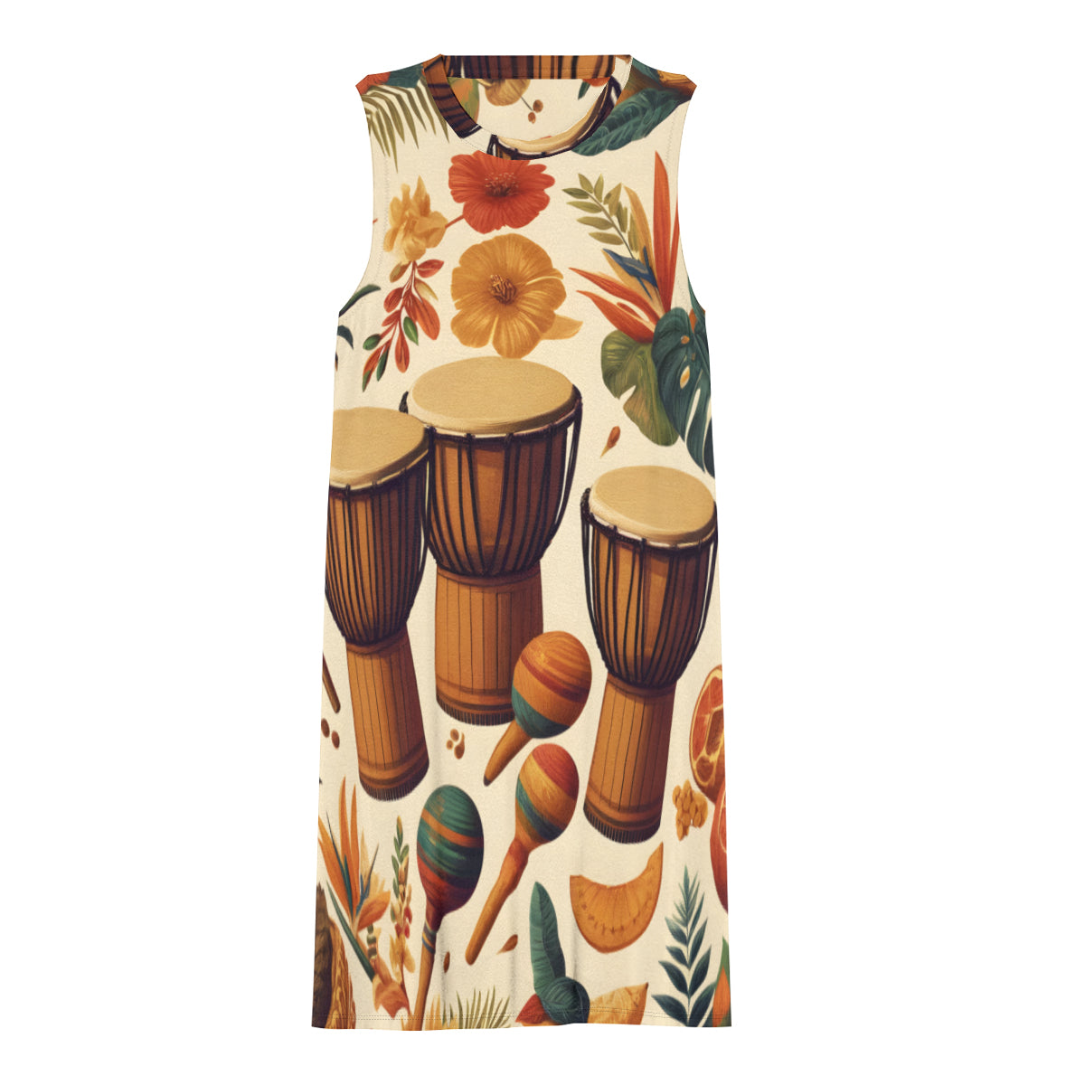 African Drums Women's Casual Dress | Polyester