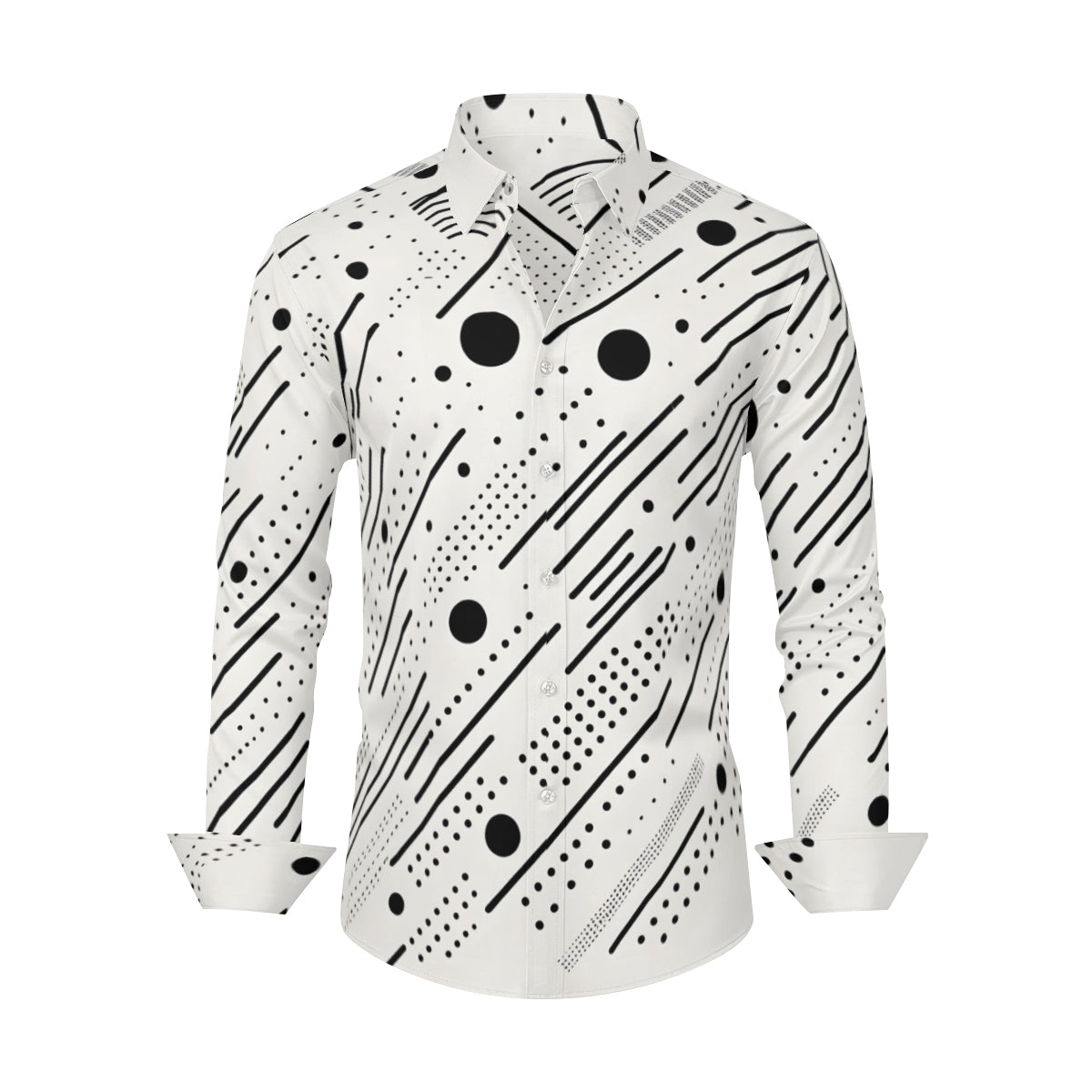 Minimalistic Black And White Long Sleeves Men's Shirt