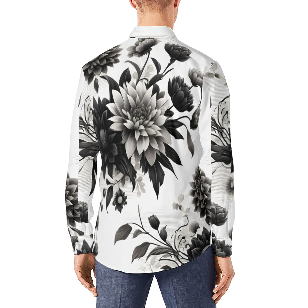 Musical Floral Long Sleeves Men's Shirt