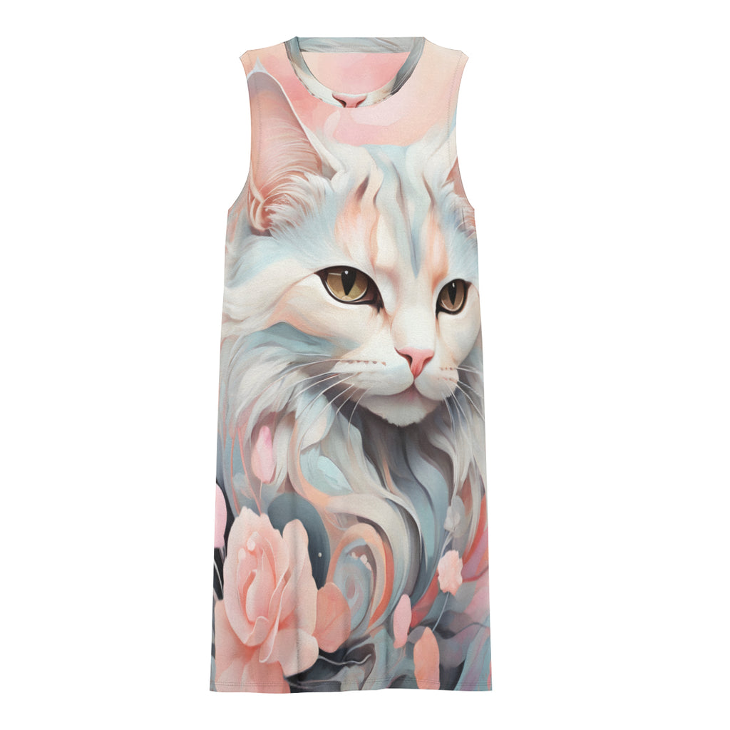 Cute Cat Women's Casual Dress | Polyester