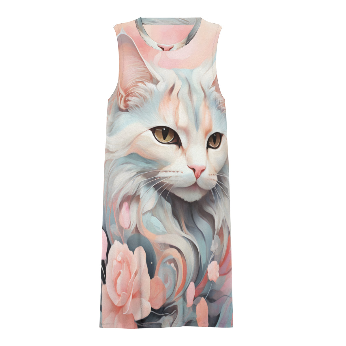 Cute Cat Women's Casual Dress | Polyester