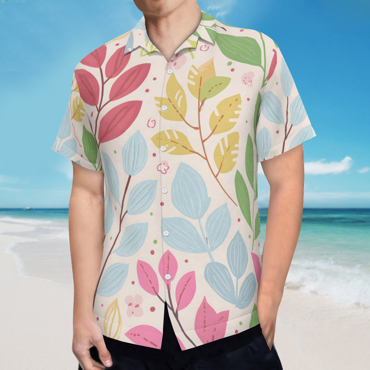 Vibrant Leaves Short Sleeves Men's Shirt