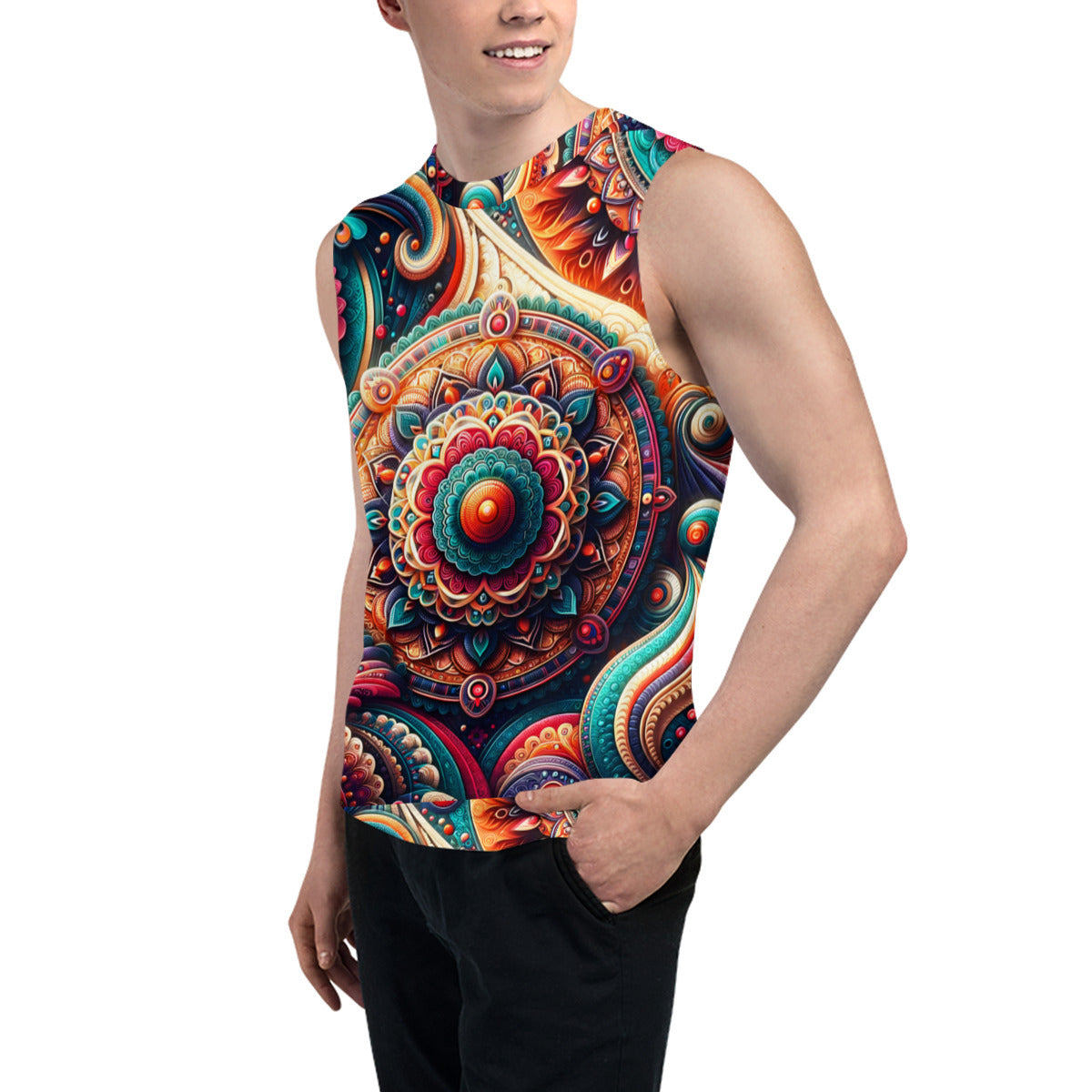 Abstract Bohemian Men's Sleeveless Vest｜Polyester