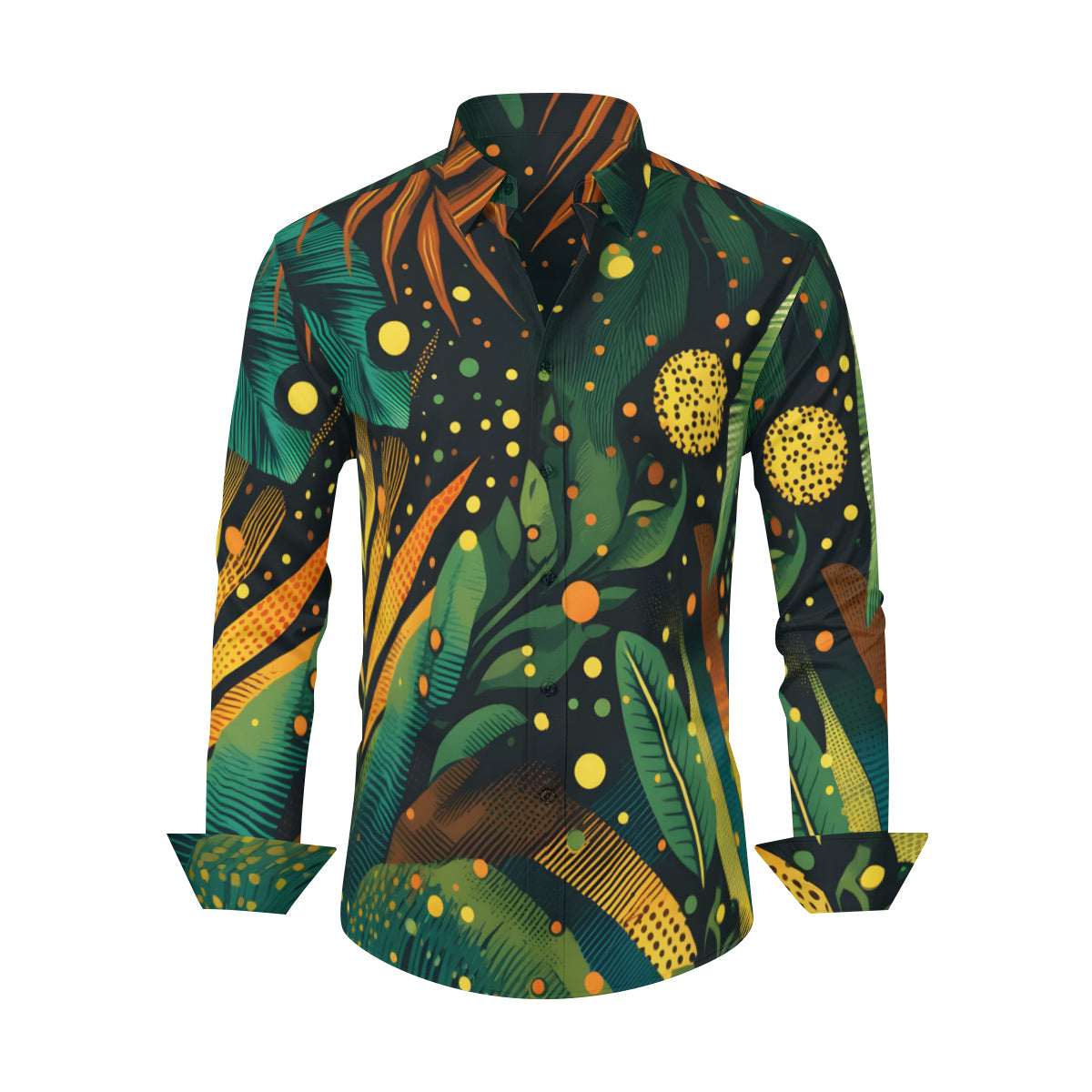 Tropical Design Long Sleeves Men's Shirt