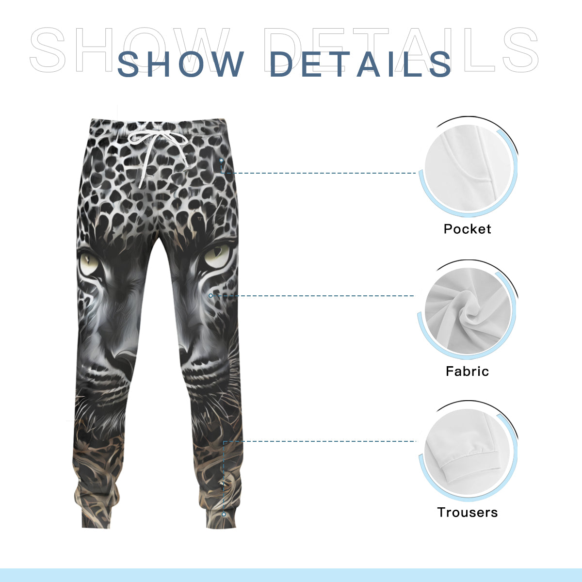 Leopard Men's Adult Hoodie Set (Double-Layer Hood) | Health Fabric