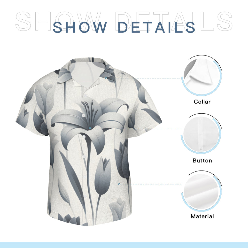 Minimalistic Floral Short Sleeves Men's Shirt