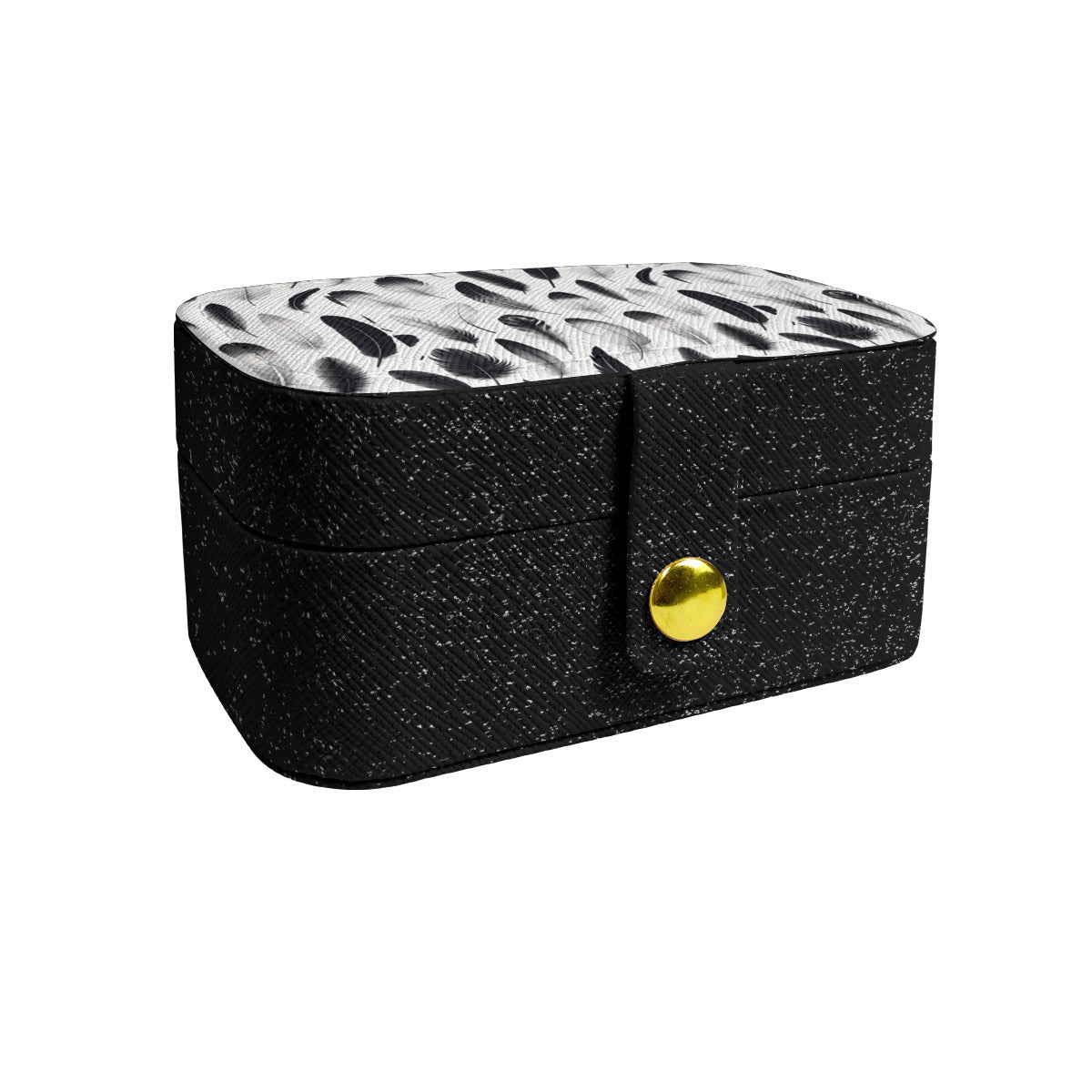 Black And White Feathers Personalized Portable Jewelry Box