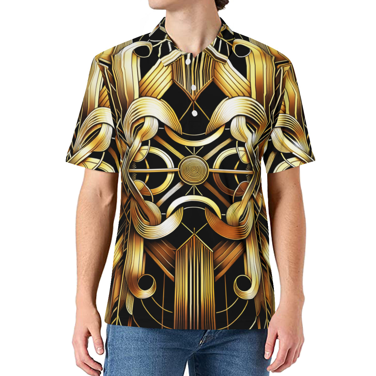 Abstract Men's Premium European Size POLO Shirt | 95% Polyester+5% Spandex