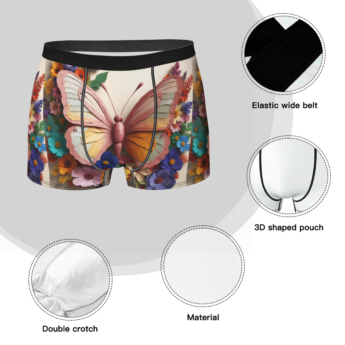 Butterfly Men's Underwear (Multi-Faceted Design)