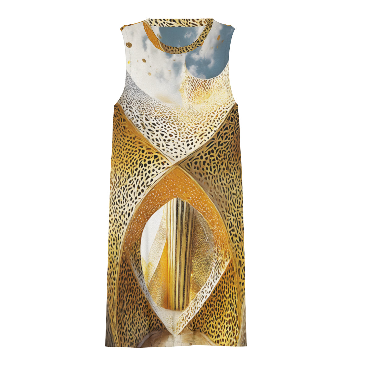 Golden Archtectural Design Women's Casual Dress | Polyester