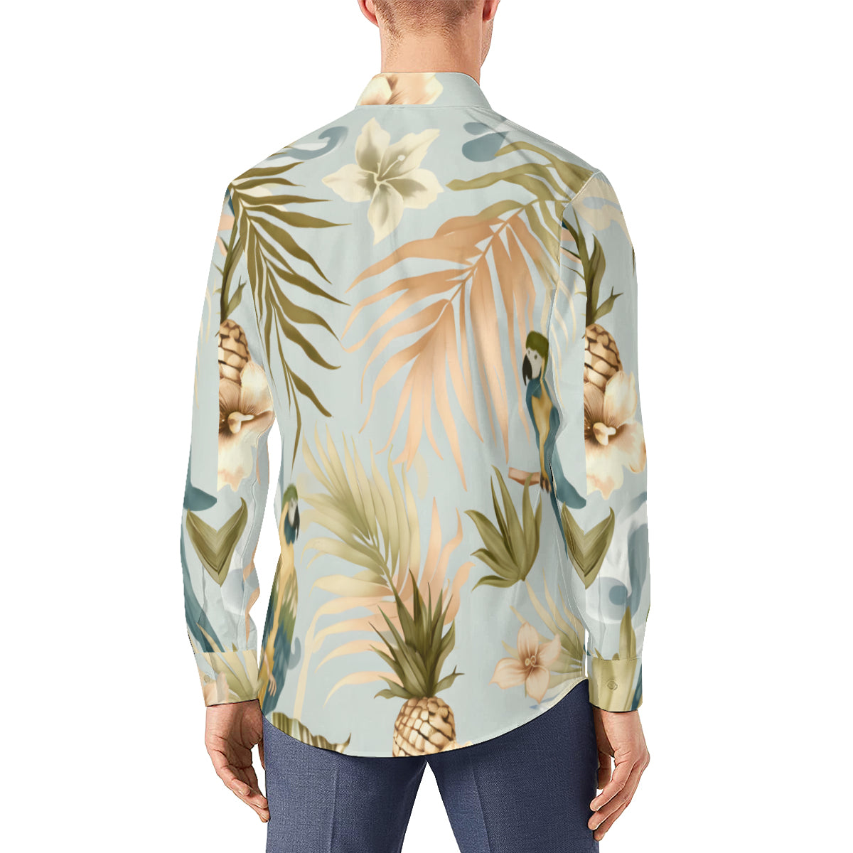 Floral Men's Classic Long-Sleeved Shirt | Polyester