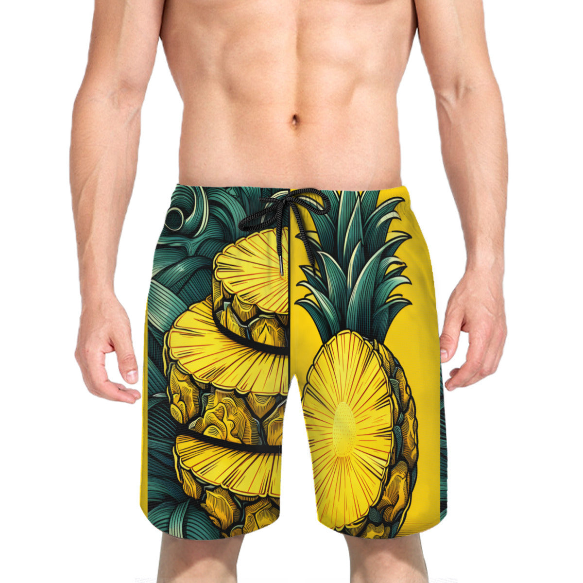 Pineapple Men's Beach Shorts (Not Mesh Lined) | Polyester
