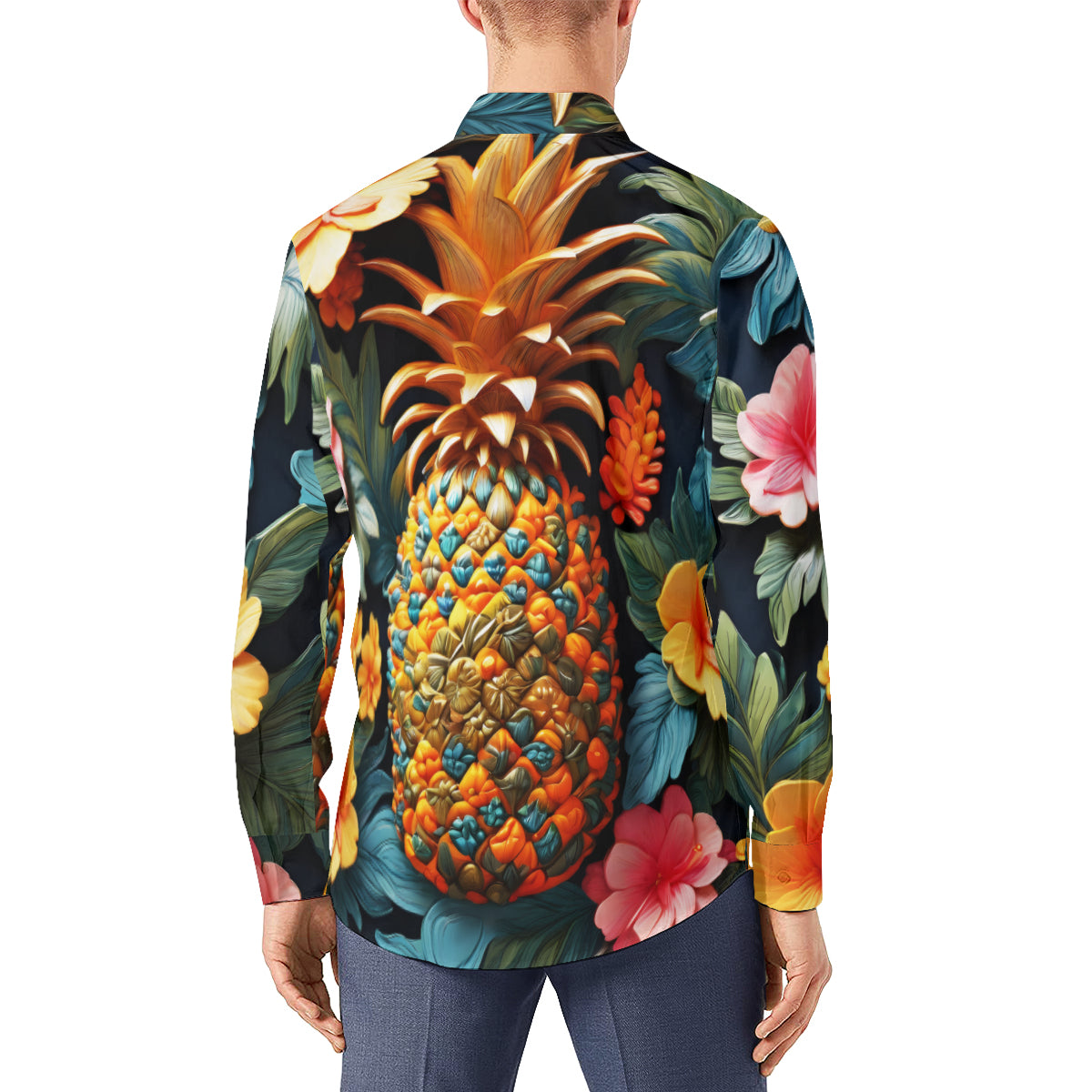Pineapple Men's Classic Long-Sleeved Shirt | Polyester