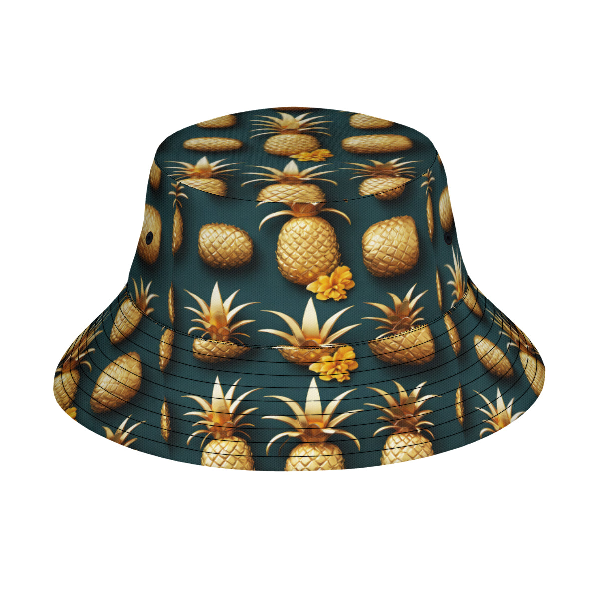 Golden Pineapple Double-Sided Unisex Polyester Bucket Hat