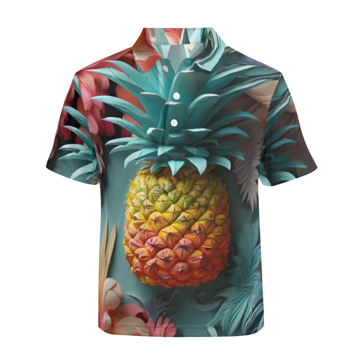 Pineapple Men's Premium European Size POLO Shirt | 95% Polyester+5% Spandex
