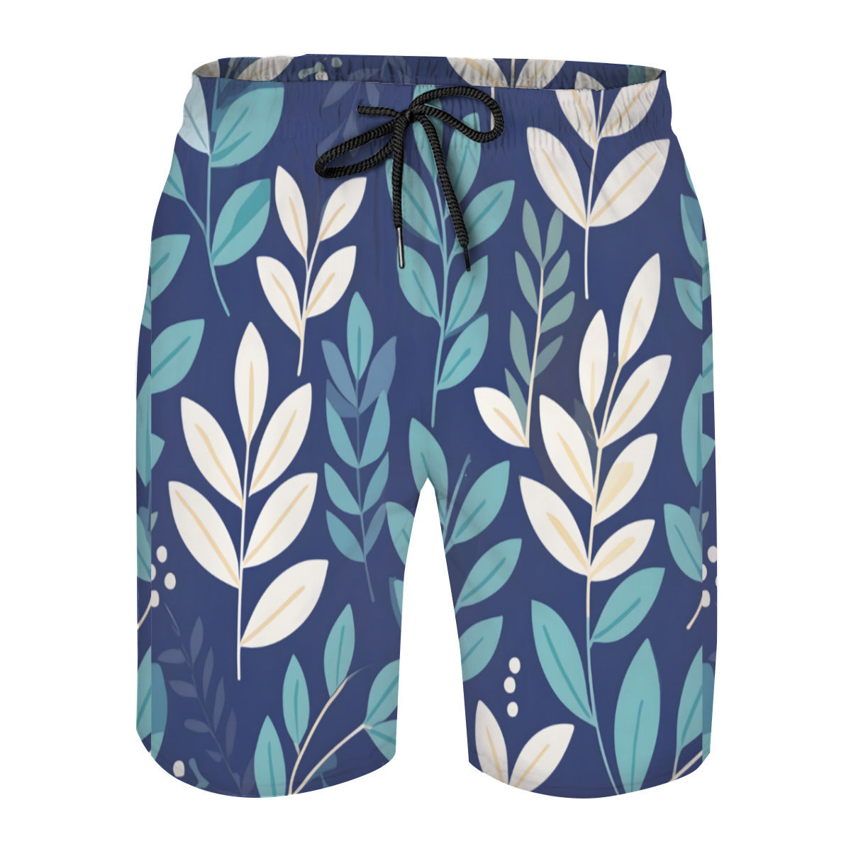Blue Leaves Men's Beach Shorts (Not Mesh Lined) | Polyester