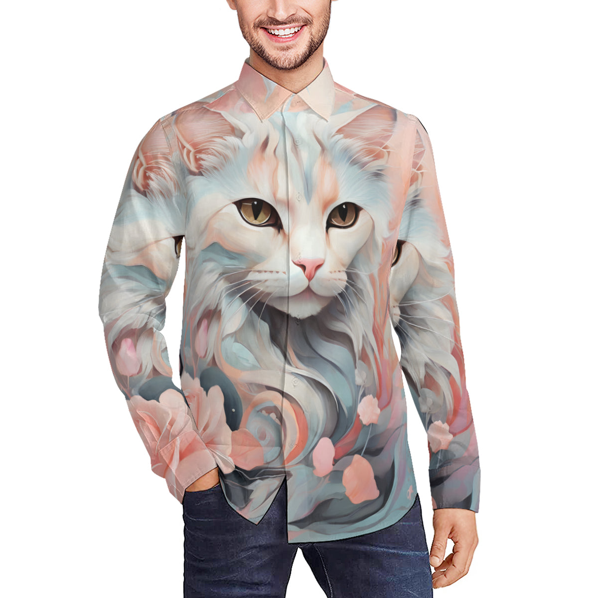Cat Long Sleeves Men's Shirt