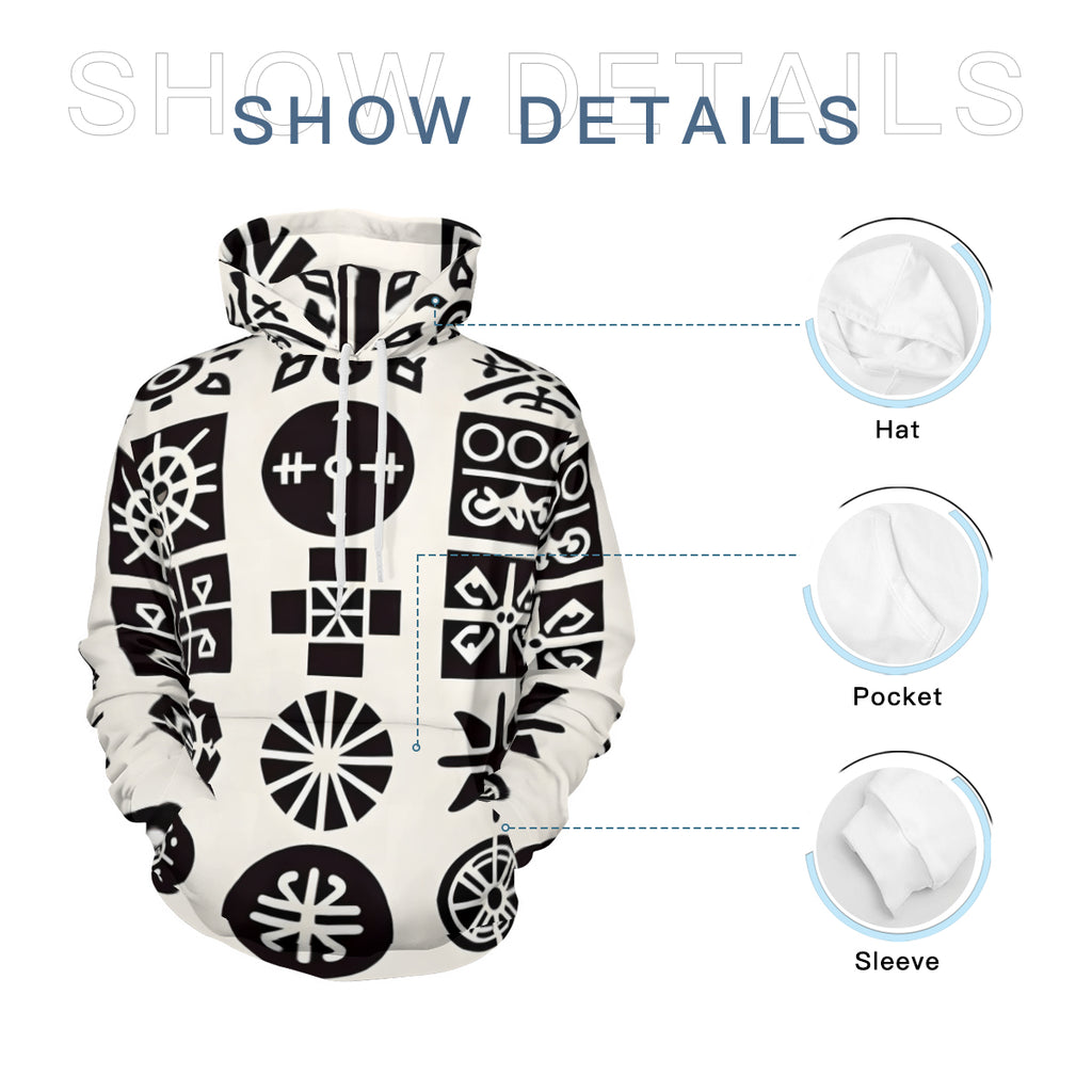 African Motifs Men's Adult Hoodie Set (Double-Layer Hood) | Health Fabric
